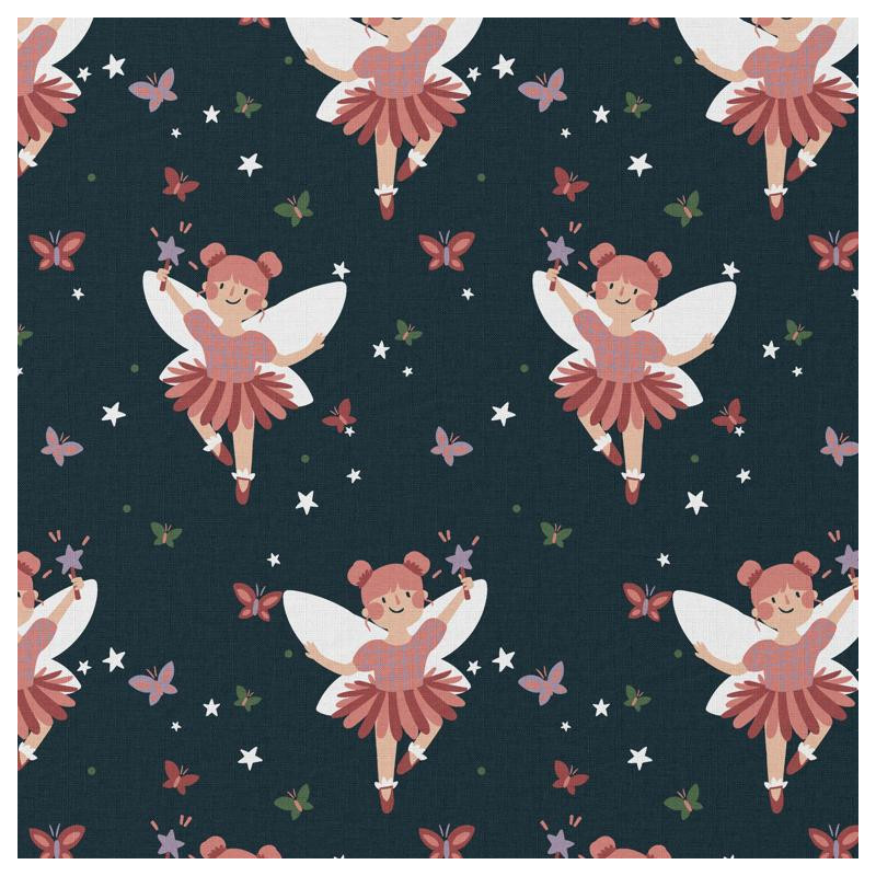 Printed Cotton MELUSINE Midnight / Pink Multicolored